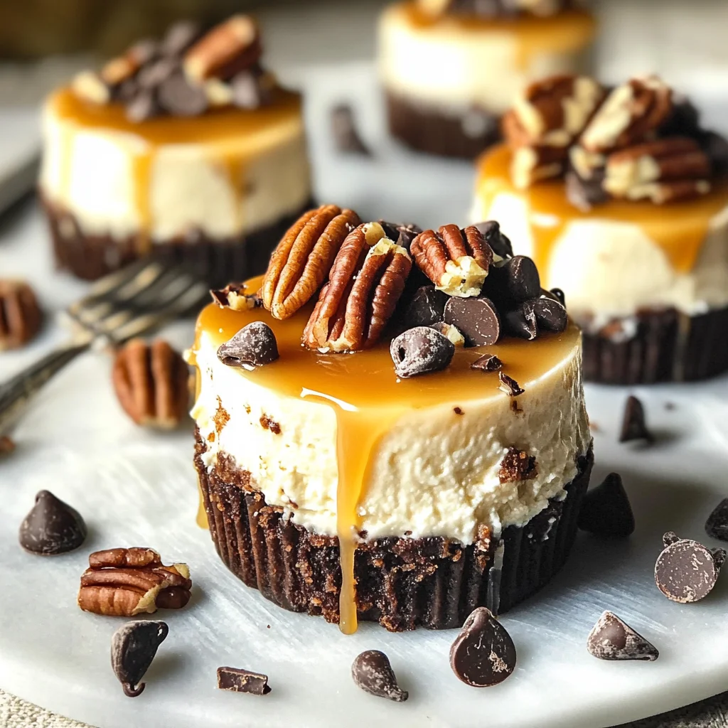 No-Bake Mini Turtle Cheesecakes