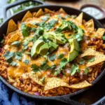 One Skillet Saucy Chicken Tortilla Enchilada Rice Bake