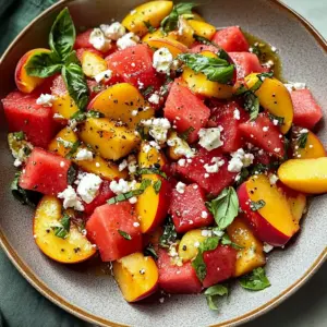 Refreshing and Juicy Watermelon Peach Salad for Hot Summer Days