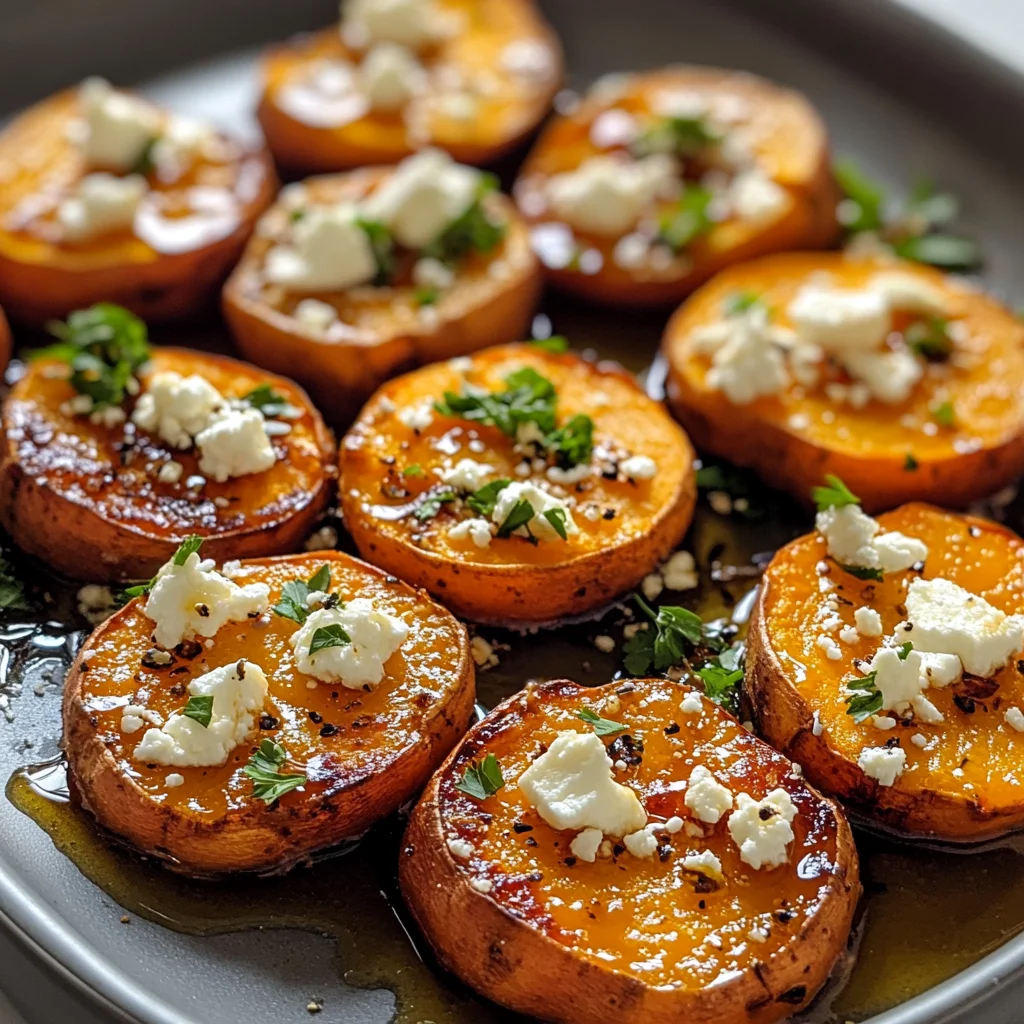 Roasted Sweet Potato Rounds with Honey & Feta