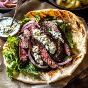 Sheet Pan Steak Gyros with Feta Tzatziki Sauce