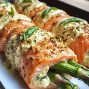 Asparagus & Lemon Basil Ricotta Stuffed Salmon Rolls