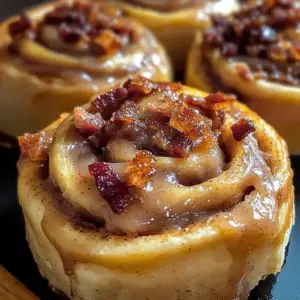 Bourbon Maple Turkey Bacon Cinnamon Rolls