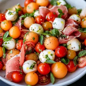 Caprese Melon Salad with Prosciutto and Mozzarella
