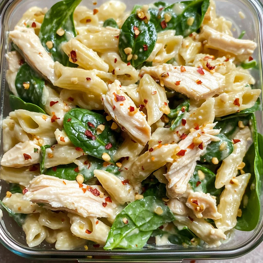 Cold Chicken Spinach Pasta Salad