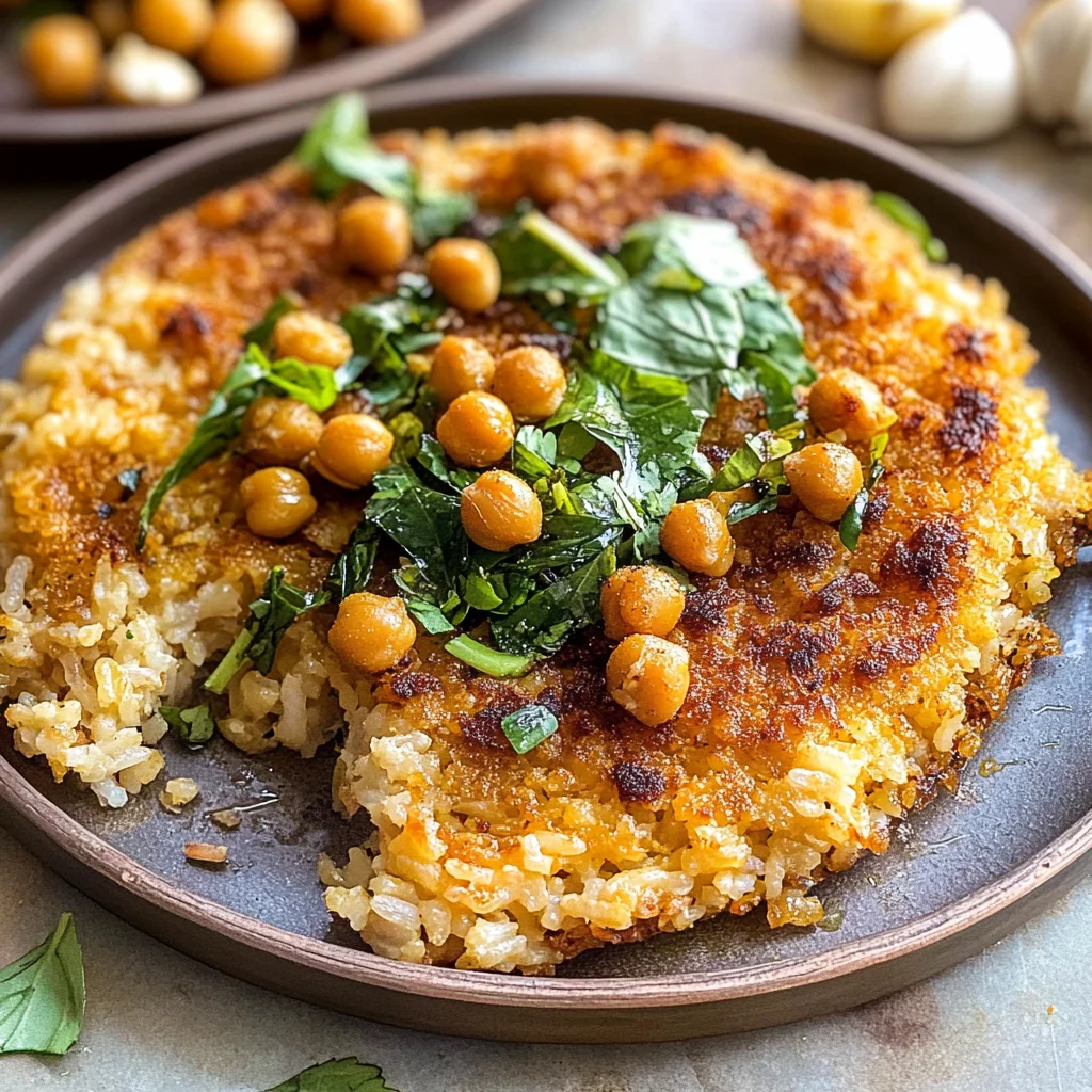 Crispy Persian Rice (Tahdig) with Spiced Golden Chickpeas