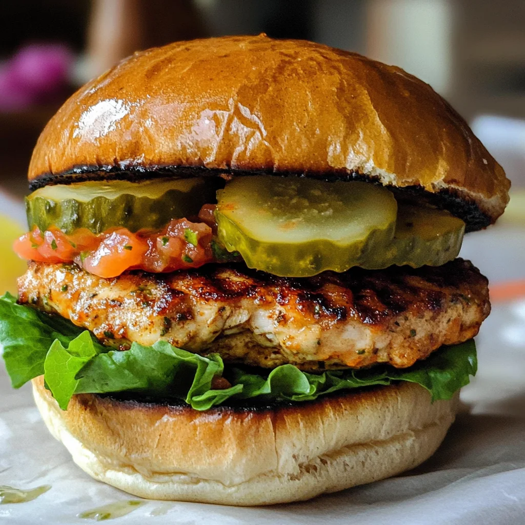 Grilled Chicken Burgers with Chorizo and Cumin-Lime Quick Pickles