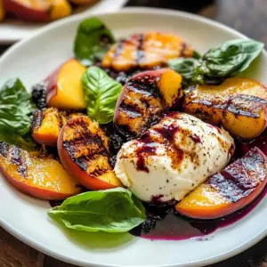 Grilled Peach Caprese with Blackberry Balsamic