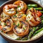 Grilled Shrimp Bowl with Asparagus & Creamy Garlic Sauce
