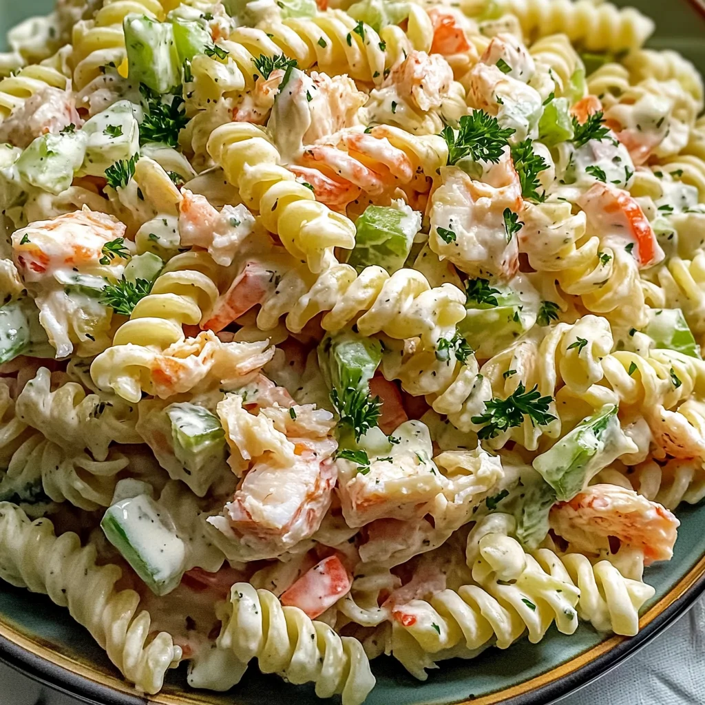 Homemade Crab Pasta Salad with Ranch Dressing - thegirlskitchen