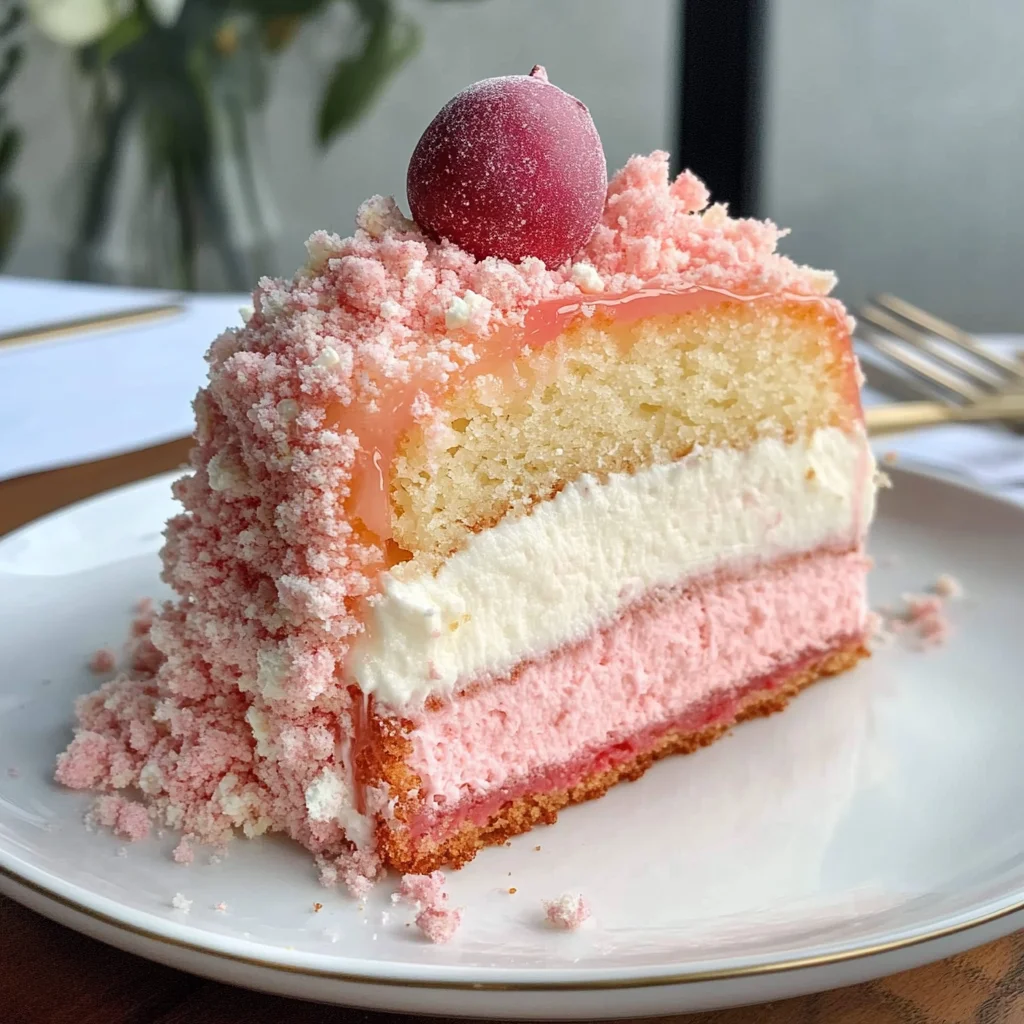 Lychee Cake With Pink Biscuits