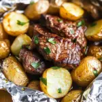 Garlic Butter Steak and Potato Foil Packets