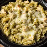 Slow Cooker Pesto Mozzarella Pasta