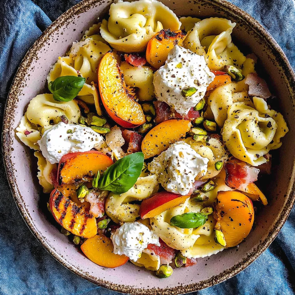 Tortellini Pasta Salad with Grilled Peaches